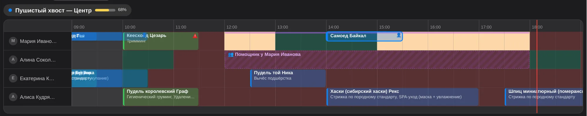 Помощник у мастера: фиолетовая полоса и записи внахлёст
